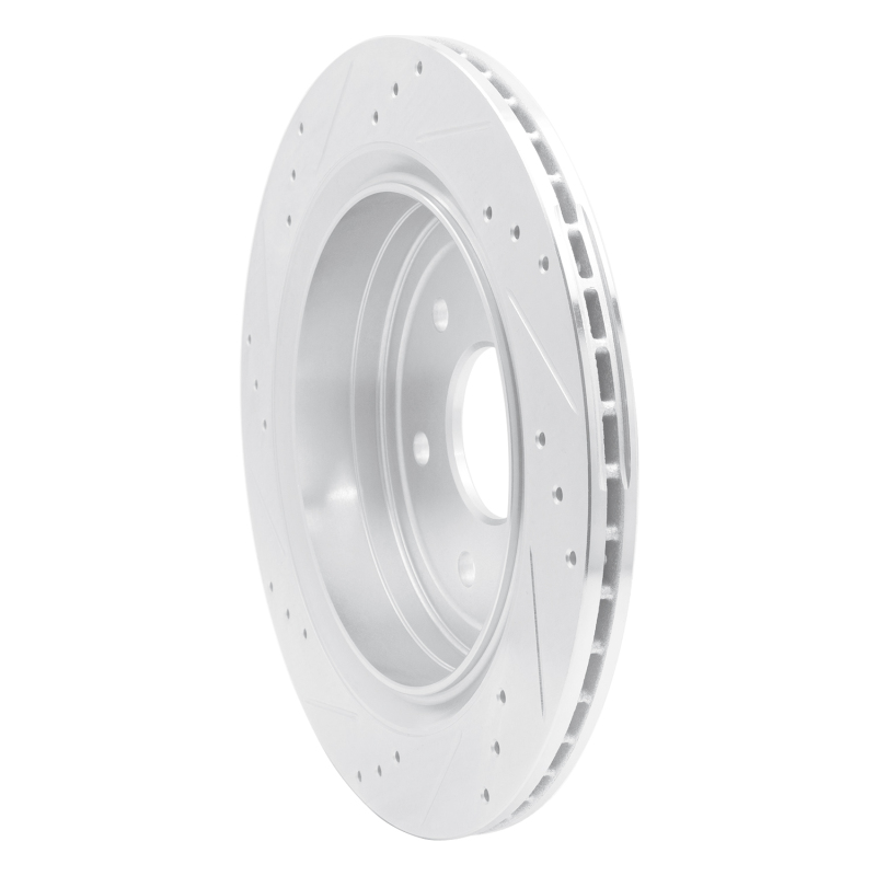 Cadillac XTS Brake Rotor (1) - Rear Right - R1 Concepts - Drilled & Slotted - Silver - `13-`19